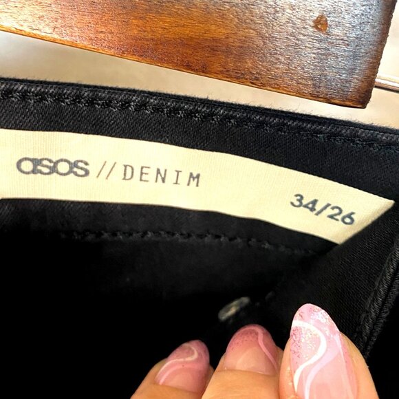 ASOS Denim Women's Black High Rise Ankle Cropped Jeans Size 34x26 - Picture 6 of 6